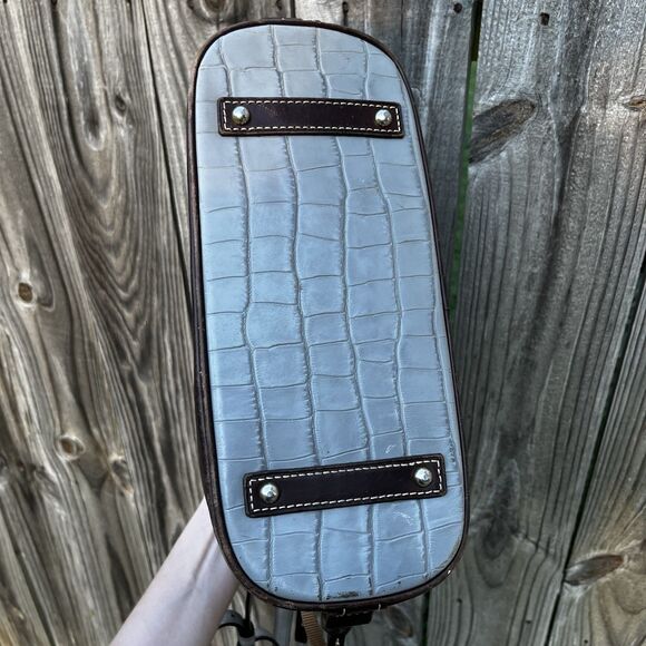 Dooney & Bourke Oakdale Croco Gray Embossed Leather Zip Satchel Crossbody READ - Picture 8 of 16